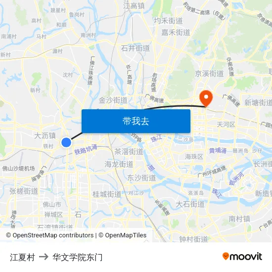 江夏村 to 华文学院东门 map