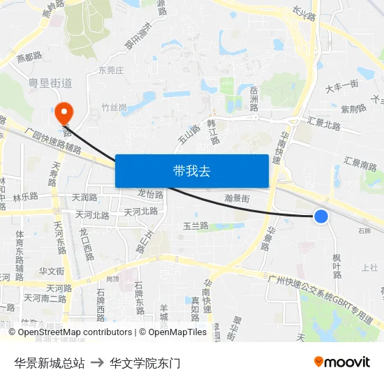 华景新城总站 to 华文学院东门 map