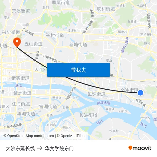 大沙东延长线 to 华文学院东门 map