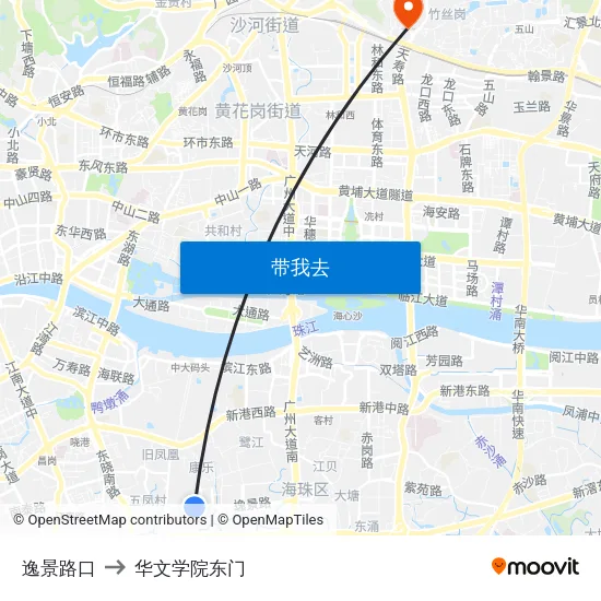 逸景路口 to 华文学院东门 map