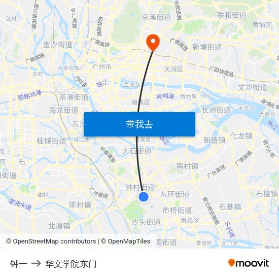 钟一 to 华文学院东门 map