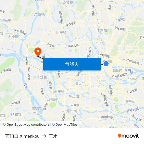 西门口 Ximenkou to 三水 map