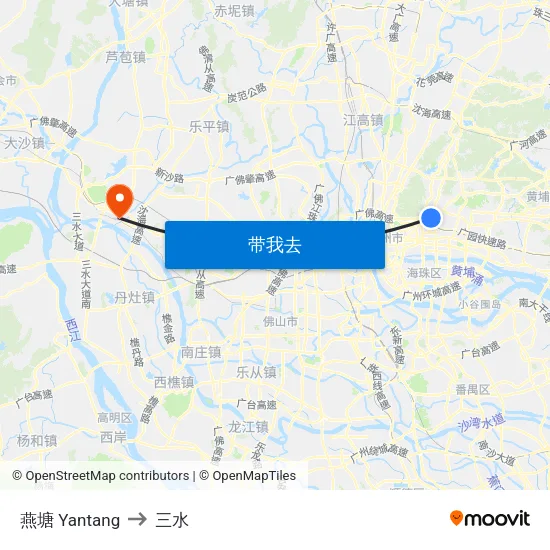 燕塘 Yantang to 三水 map