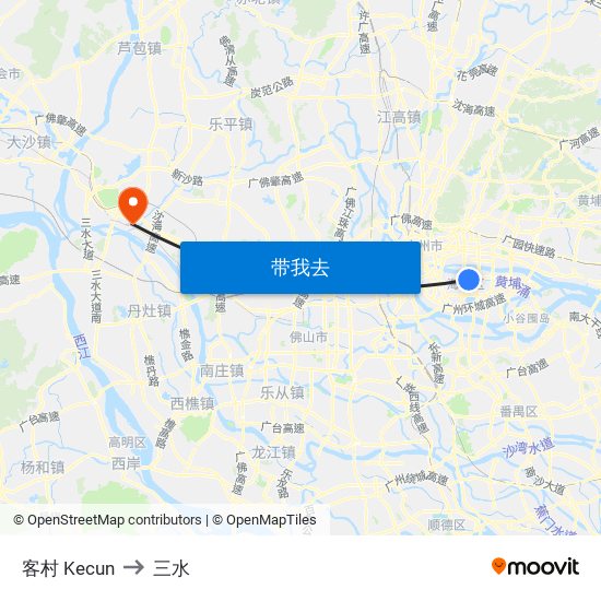 客村 Kecun to 三水 map