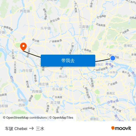 车陂 Chebei to 三水 map