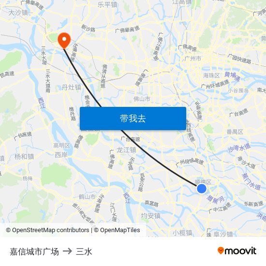 嘉信城市广场 to 三水 map