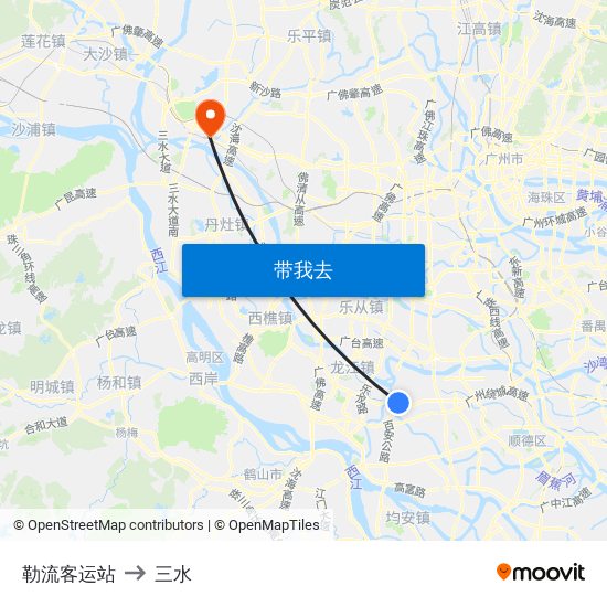 勒流客运站 to 三水 map