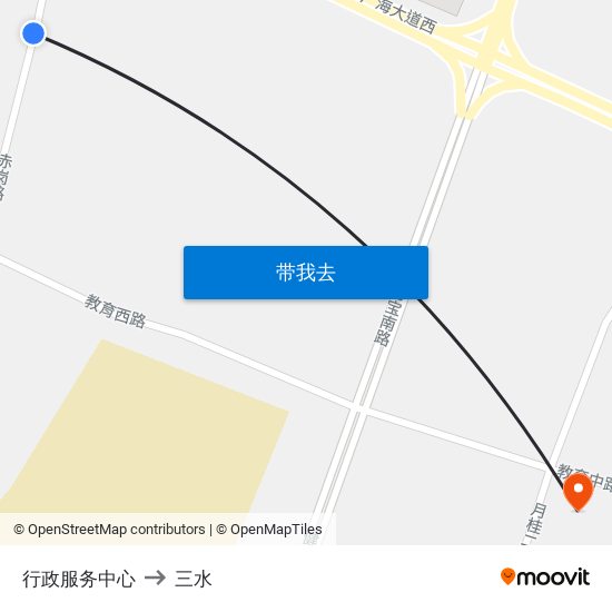 行政服务中心 to 三水 map