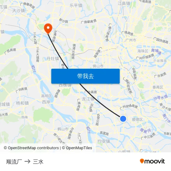 顺流厂 to 三水 map