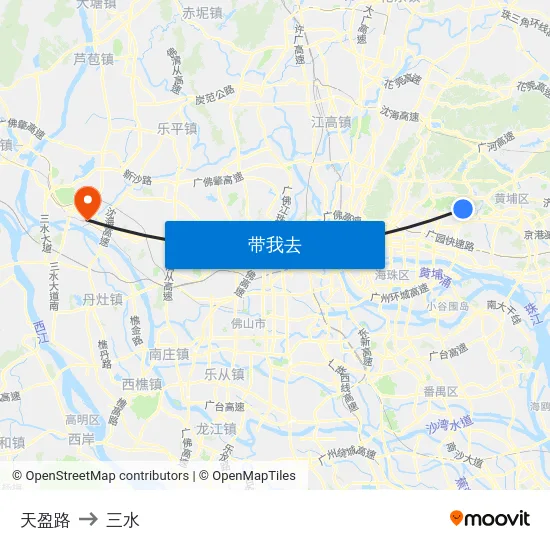 天盈路 to 三水 map