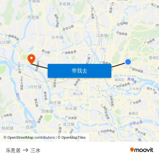 乐意居 to 三水 map