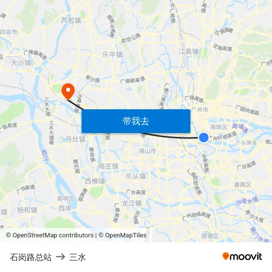 石岗路总站 to 三水 map
