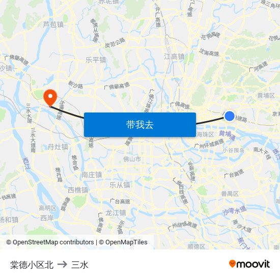 棠德小区北 to 三水 map