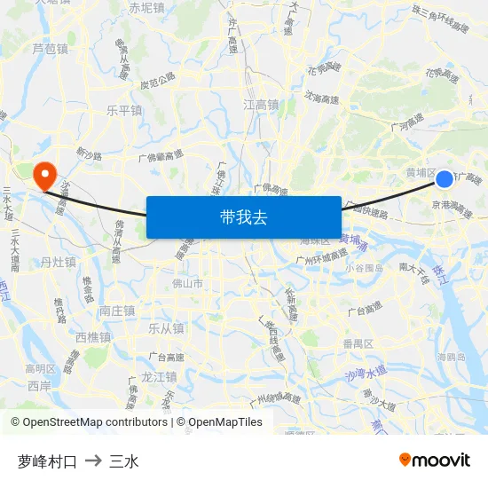 萝峰村口 to 三水 map