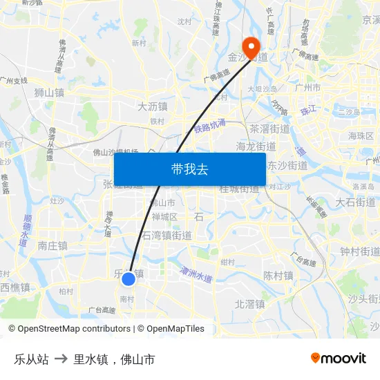乐从站 to 里水镇，佛山市 map