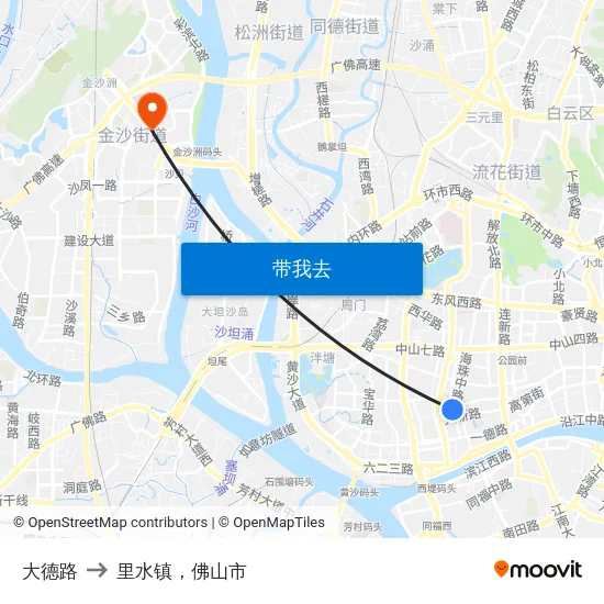 大德路 to 里水镇，佛山市 map