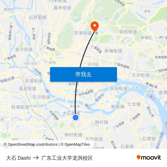 大石 Dashi to 广东工业大学龙洞校区 map
