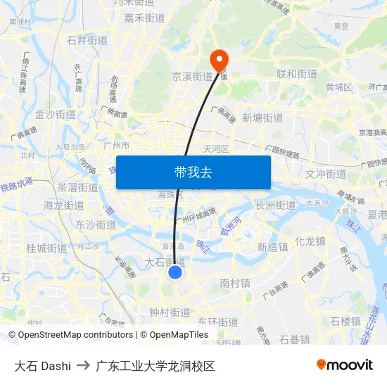 大石 Dashi to 广东工业大学龙洞校区 map