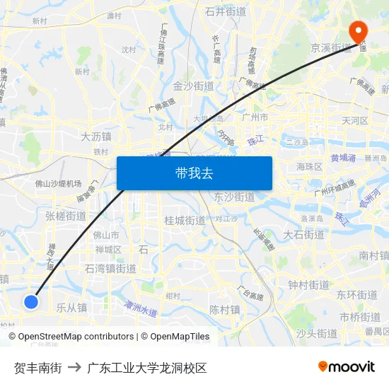 贺丰南街 to 广东工业大学龙洞校区 map