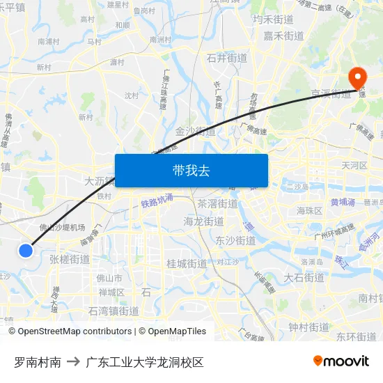 罗南村南 to 广东工业大学龙洞校区 map