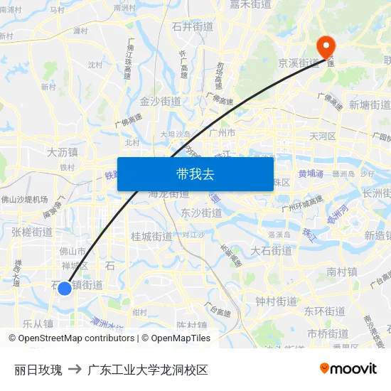 丽日玫瑰 to 广东工业大学龙洞校区 map