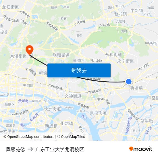 凤馨苑② to 广东工业大学龙洞校区 map