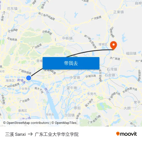 三溪 Sanxi to 广东工业大学华立学院 map