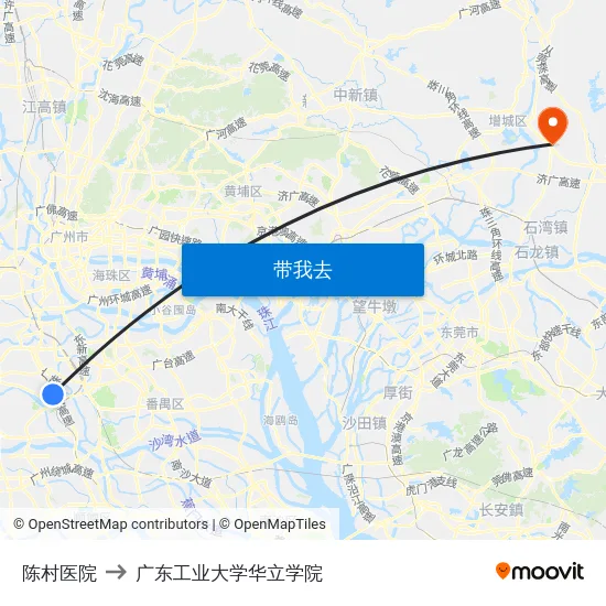 陈村医院 to 广东工业大学华立学院 map