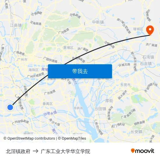 北滘镇政府 to 广东工业大学华立学院 map