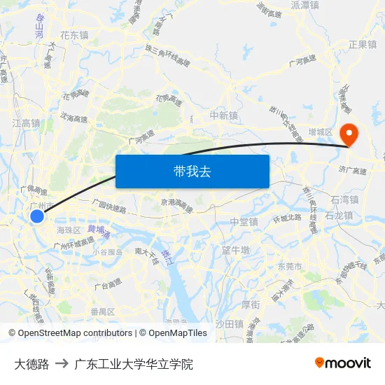 大德路 to 广东工业大学华立学院 map