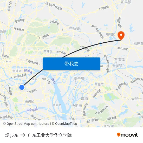 塘步东 to 广东工业大学华立学院 map