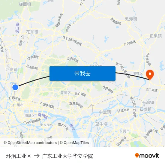 环滘工业区 to 广东工业大学华立学院 map