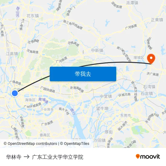 华林寺 to 广东工业大学华立学院 map
