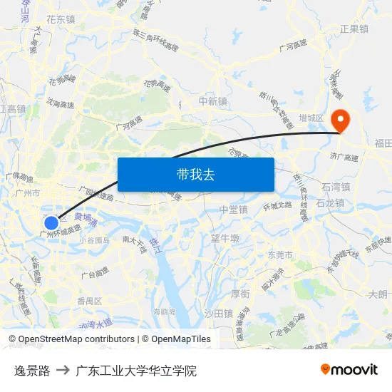 逸景路 to 广东工业大学华立学院 map