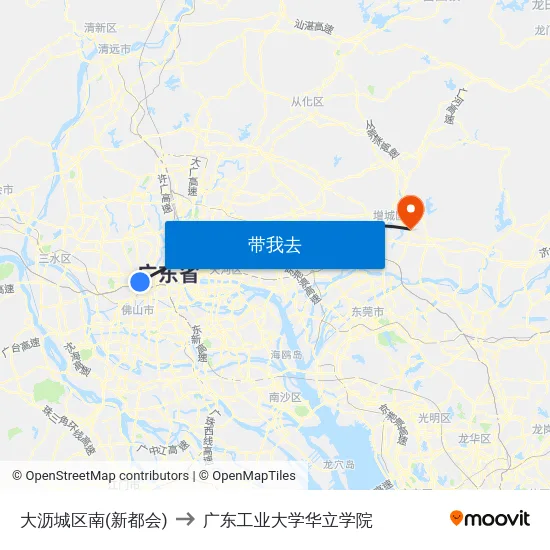 大沥城区南(新都会) to 广东工业大学华立学院 map