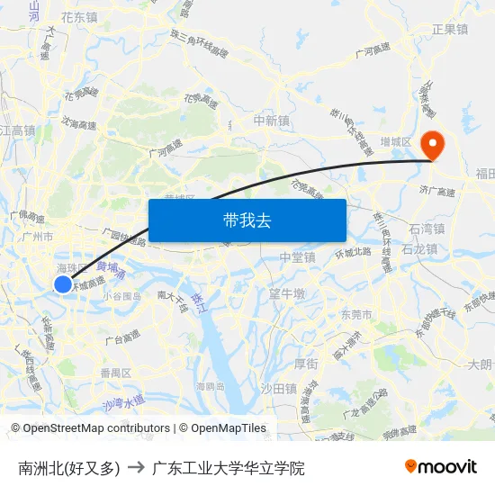 南洲北(好又多) to 广东工业大学华立学院 map