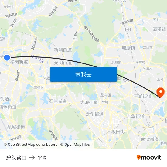 碧头路口 to 平湖 map