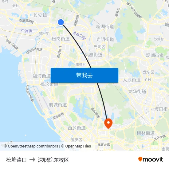 松塘路口 to 深职院东校区 map