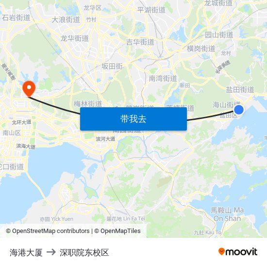 海港大厦 to 深职院东校区 map