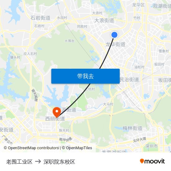 老围工业区 to 深职院东校区 map