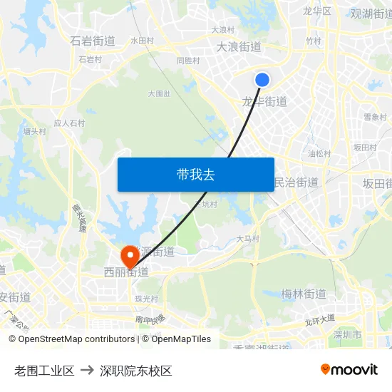 老围工业区 to 深职院东校区 map