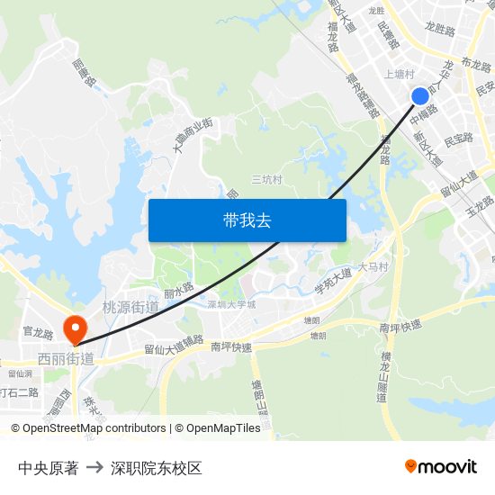 中央原著 to 深职院东校区 map