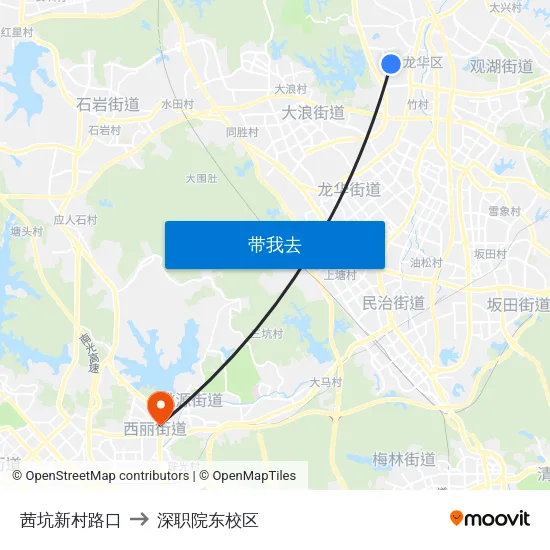茜坑新村路口 to 深职院东校区 map