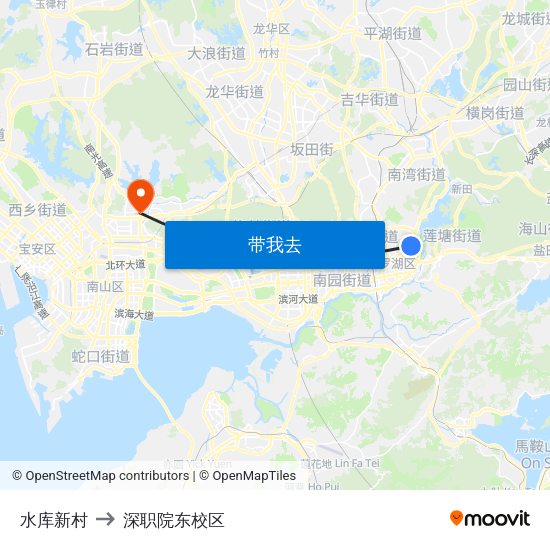 水库新村 to 深职院东校区 map