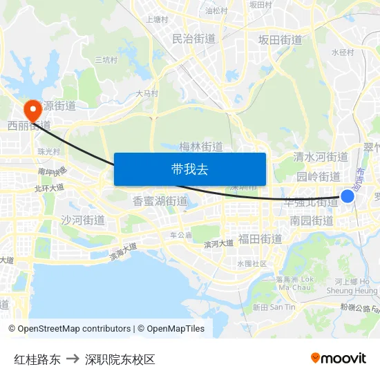 红桂路东 to 深职院东校区 map