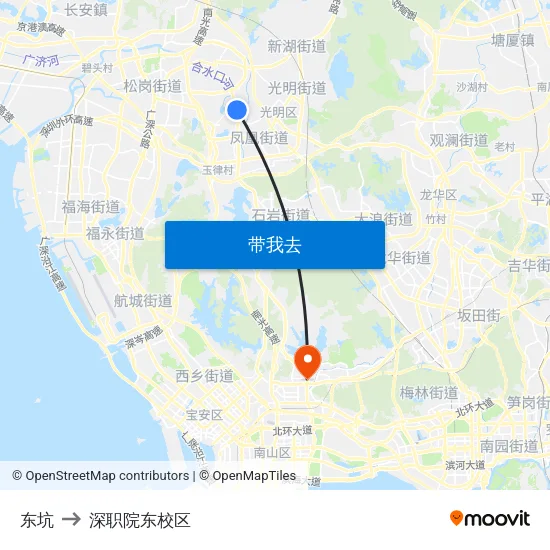 东坑 to 深职院东校区 map