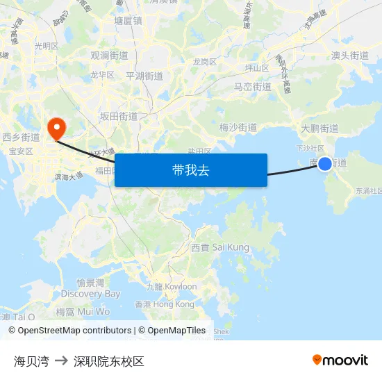 海贝湾 to 深职院东校区 map