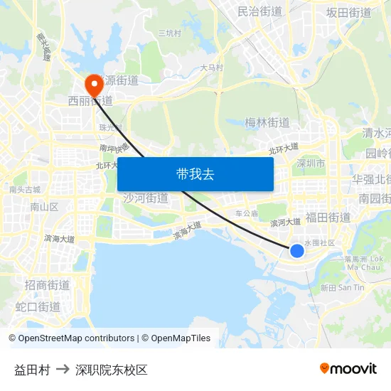 益田村 to 深职院东校区 map