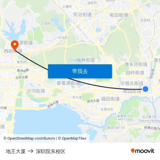地王大厦 to 深职院东校区 map
