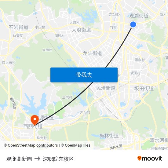 观澜高新园 to 深职院东校区 map